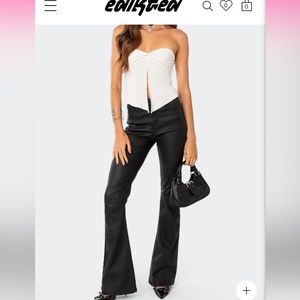 edikted Luna Faux Leather Flare Jeans pants